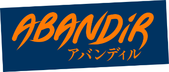 “Abandir” written in bold brush strokes. The same name's also written in Japanese katakana.
